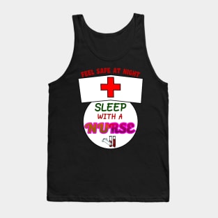 Funny Feel Safe At Night, Sleep With A Nurse RN Tank Top